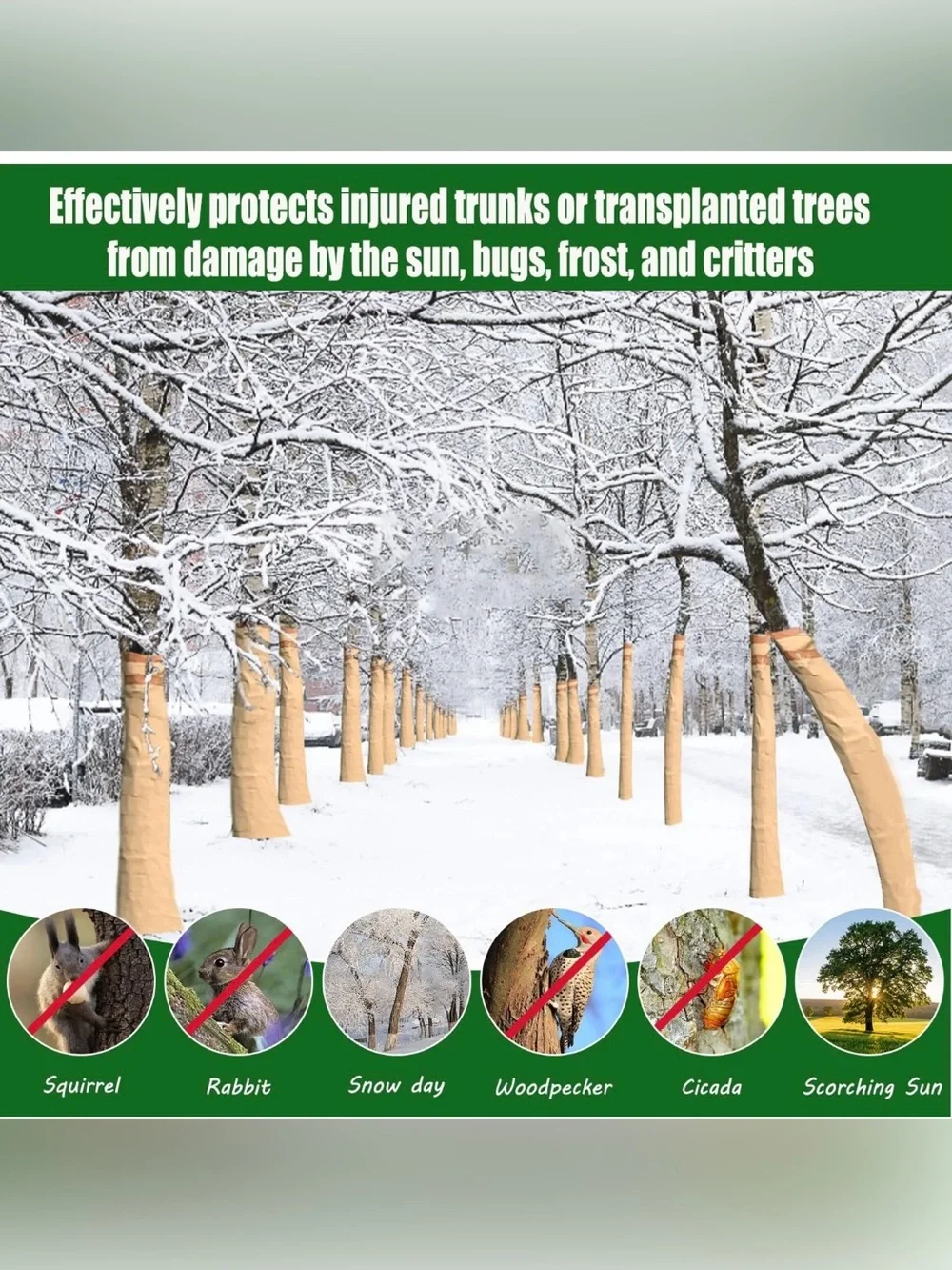 213 Ft Weather Resistant Tree Bark Repair Wrap - Protects Trunk from Frost & Dee
